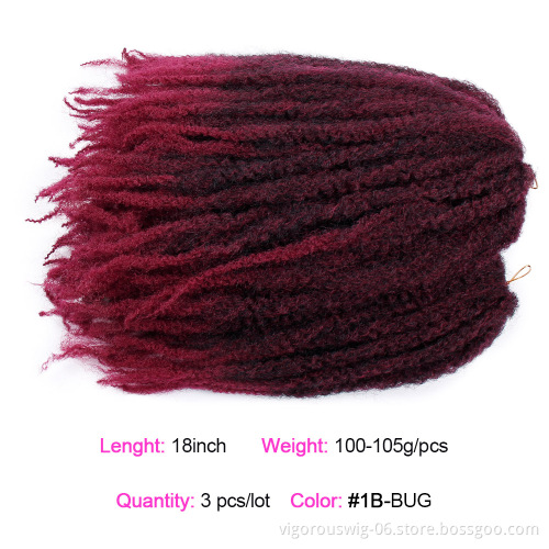 Vigorous Crochet Braids Hair Synthetic Marley Braiding Hair Afro Kinky Hair Extensions for Black Women 18 inch Ombre Braid
